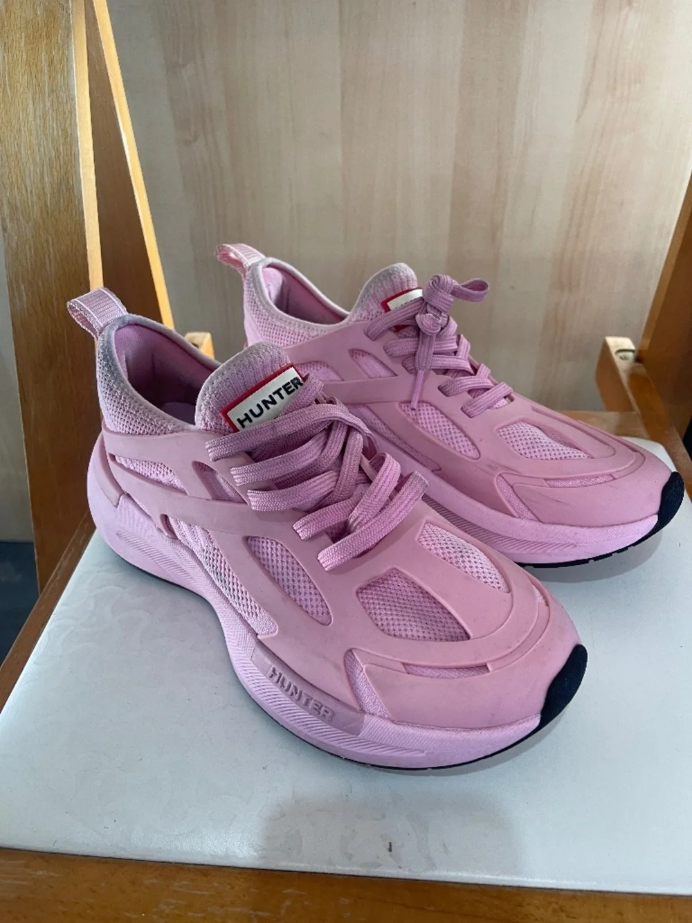 Hunter Pastel Pink Chunky Lace-Up Sneakers